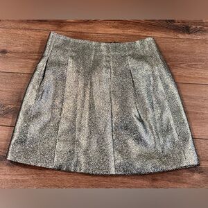Madewell Gold Glitter Sequin Shimmer Metallic Mini A-line Lined Skirt Size 2